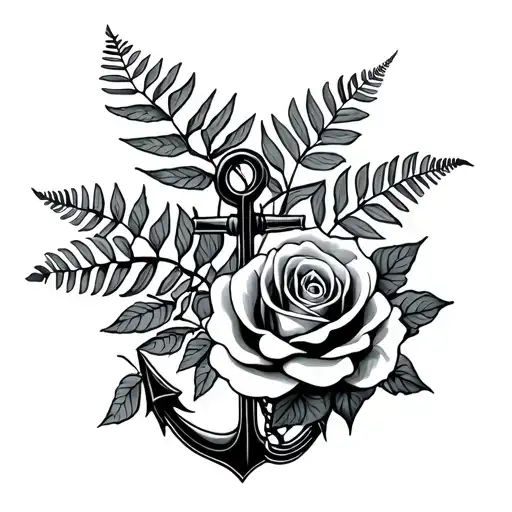 Anchor Rose And Fern Leaf