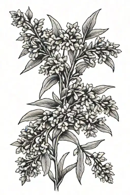 Lavender Sprigs In A Line