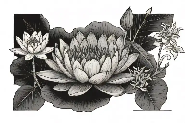 A Water Lily And Honeysuckle Intertwined To Represent Your Love For Nature And Beauty
