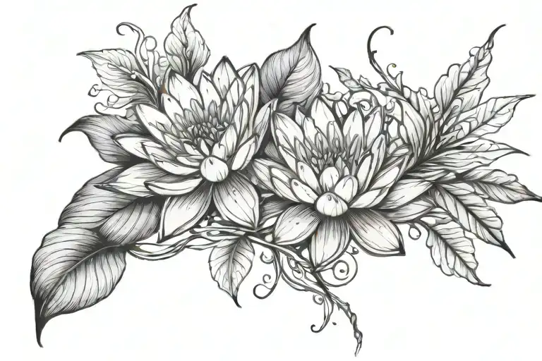A Water Lily And Honeysuckle Intertwined To Represent Your Love For Nature And Beauty