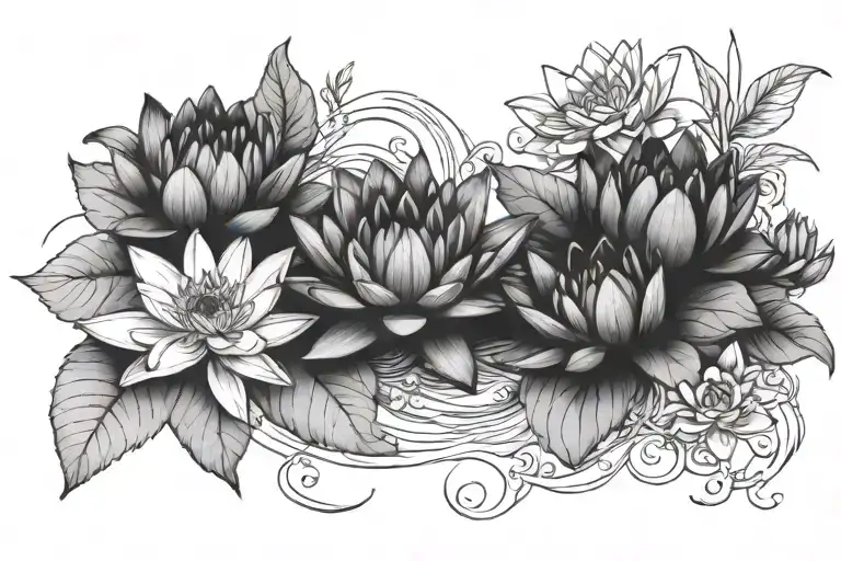 A Water Lily And Honeysuckle Intertwined To Represent Your Love For Nature And Beauty