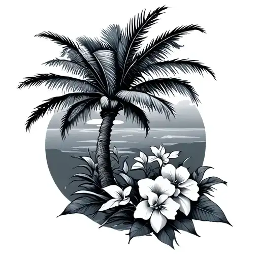 Palm Tree And Flowers Wrapped Loosely