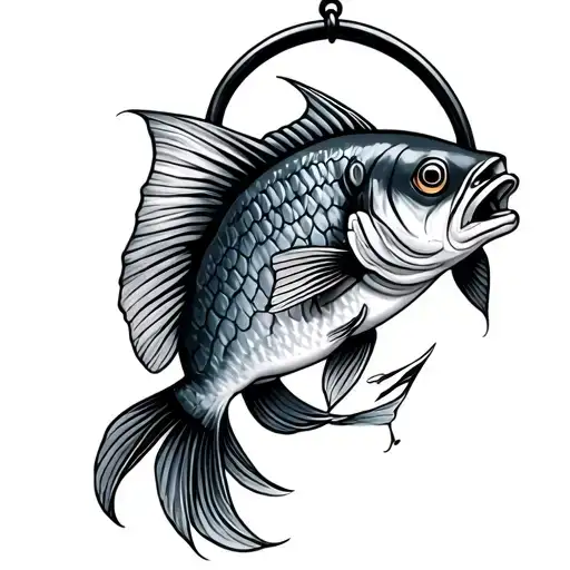 Fish On Hook Hanging