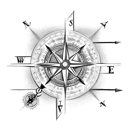 A Compass With Intricate Arrow Designs