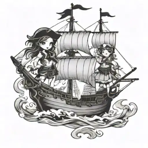Twin Girls Pirate Ship Sailing