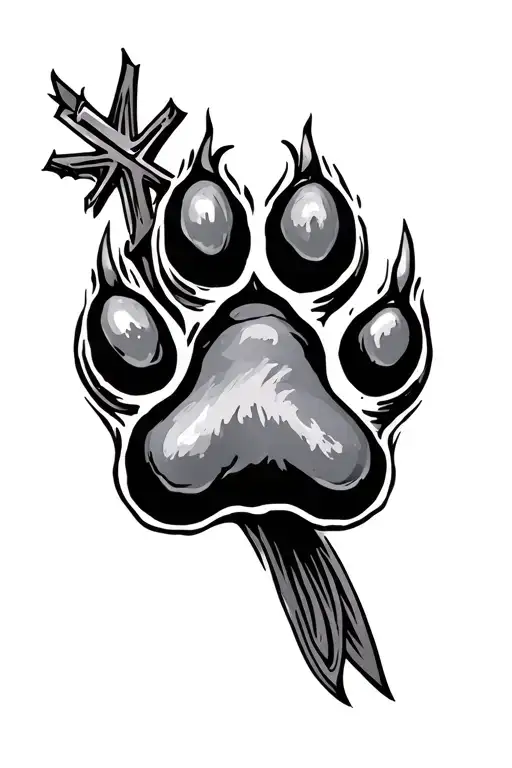 Dog Paw And Cross