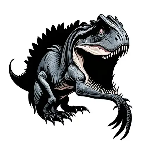 Symbolic Detailed Scene Depicting A Dinosaur Shedding Old Skin And Being Reborn