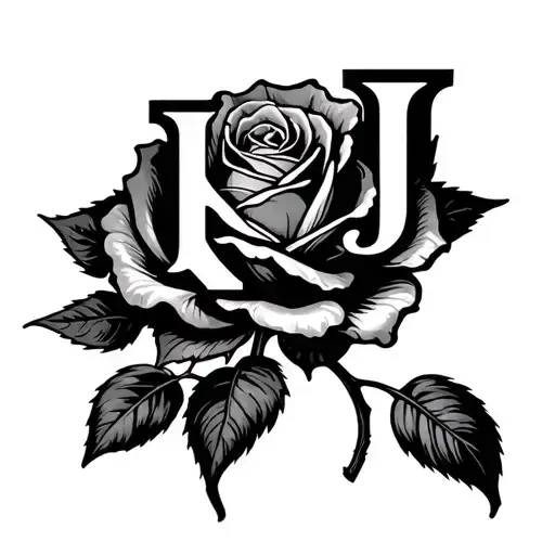 The Letters K And J On The Stem Of A Growth Rose