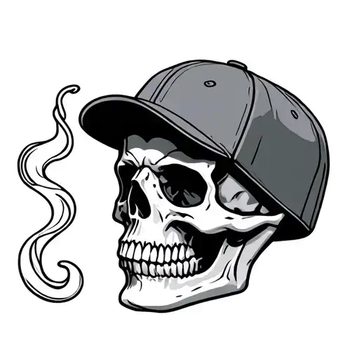 Smoking Skull Yankee Cap