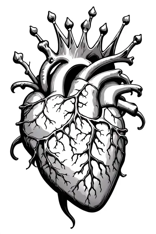 Heart With Extended Veins And A Crown