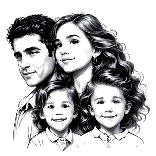 Mom And Dad 3 Sons Mom Head Is On Dads Shoulder