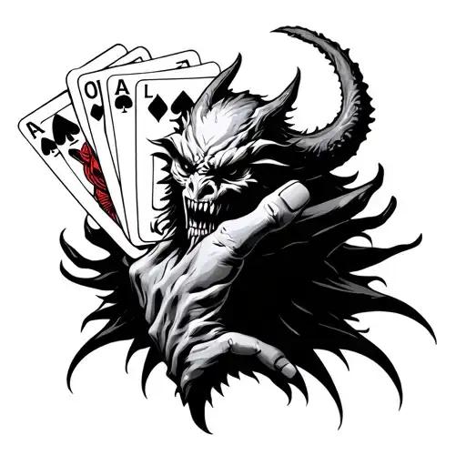 Demon Hand Holding Cards