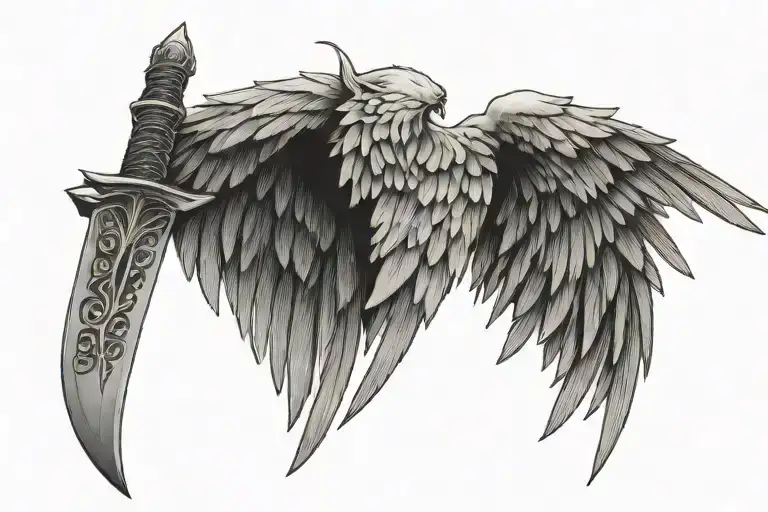 Angel Wing Yestan Wing In The Middle Kikic Sword Inside The Writing