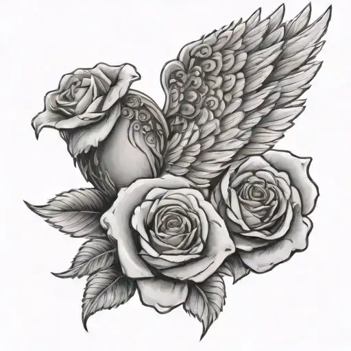 Angel Wings And Rose