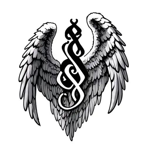 Angel Wings With Letter