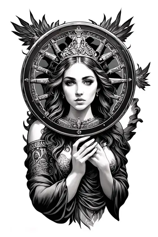 Tyche Holding Wheel Of Fortuna