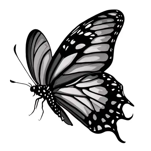 Butterfly With One Wing Feminine And The Other Wing Dark And Mysterious