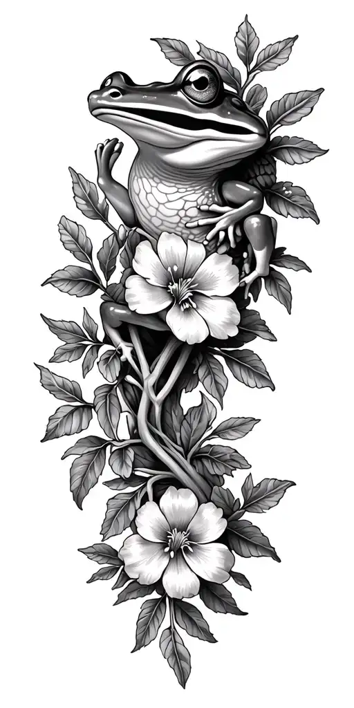 Julys Birth Flowers Intertwined Vines And Frogs