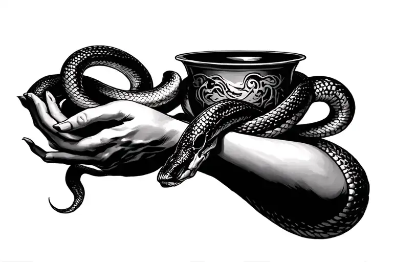Cup Of Hygieia With Snake Wrapping Around Arm