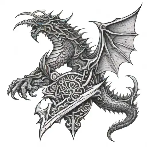 Sword Shield Dragon Wrapped Loosely Wrapped