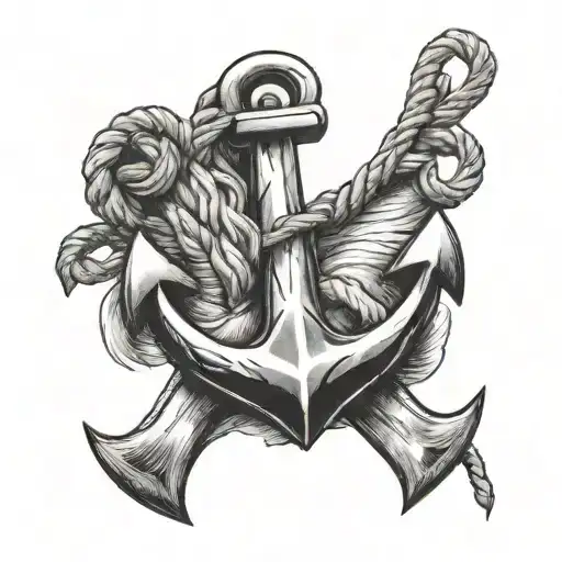 An Anchor With Boxing Gloves Hanging From It