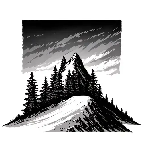 Trialeur On The Mountain Between The Fir Trees