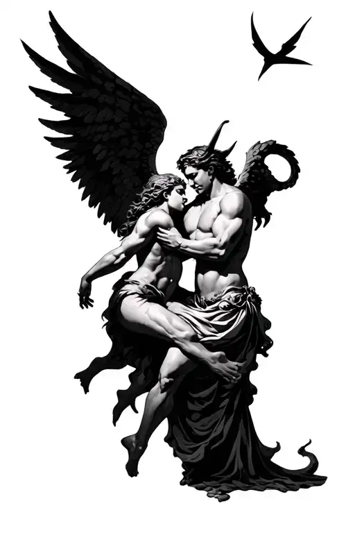 Angel And Devil Fighting Each Other