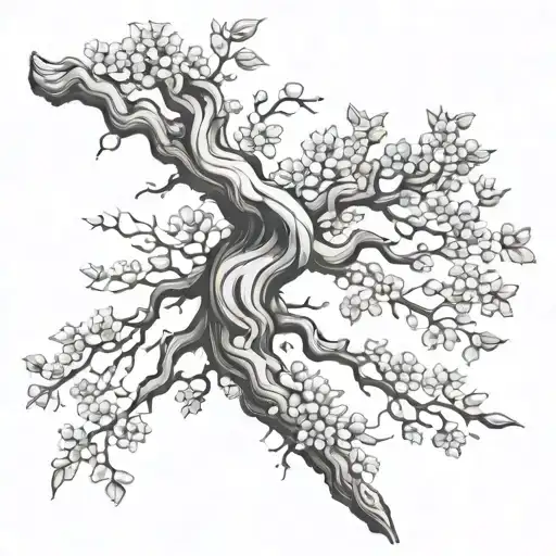 Beech Tree With A Twisting Spine And Flowers Coming Off Branches