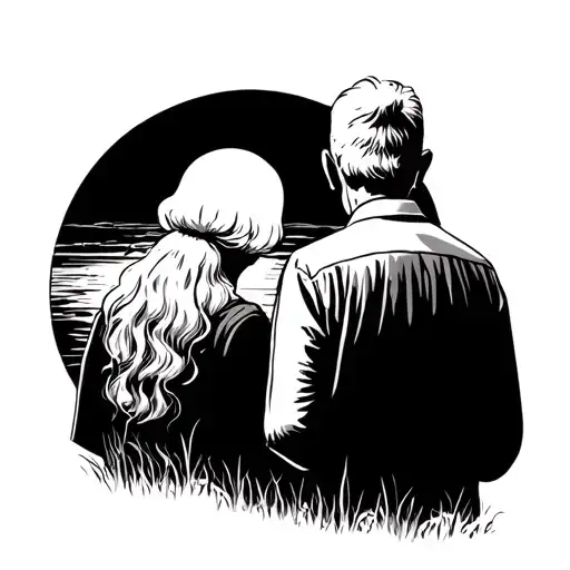 Grandma And Grandpa Back Turned Watching The Sun Setting