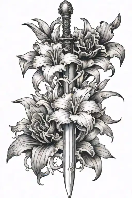 Gladiolus Wrapped Around Sword