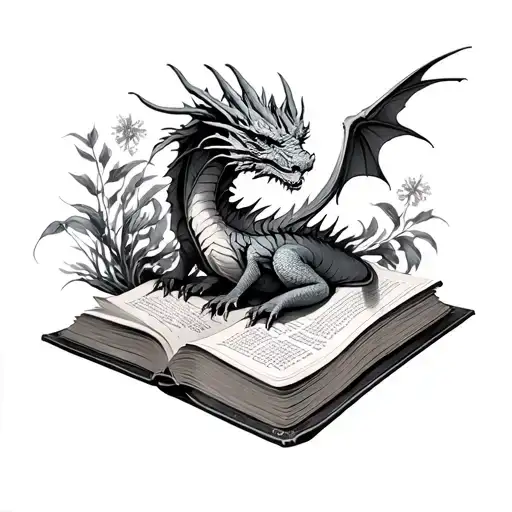 Couldron Cottage Core Plants Intertwined Dragon Flying Books