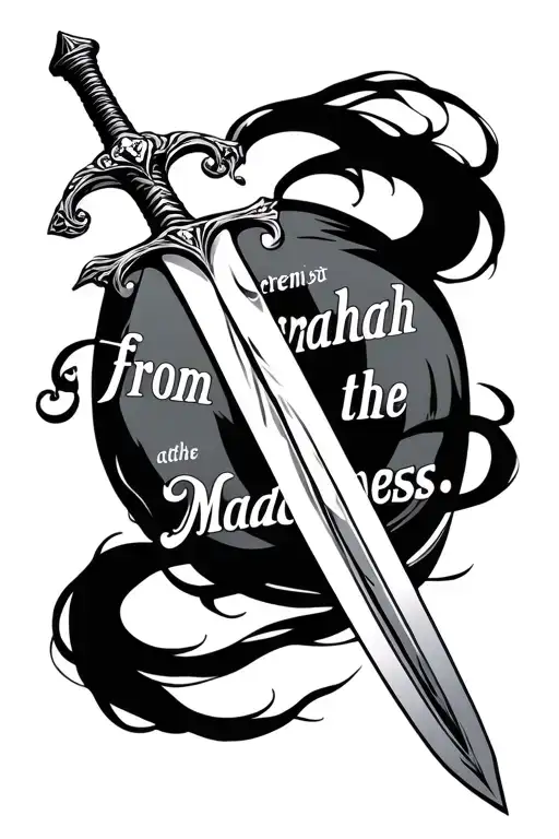 Feminine Sword With The Quote 'Strengh From The Madness