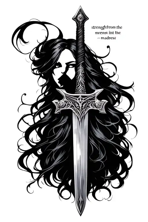 Feminine Sword With The Quote 'Strengh From The Madness