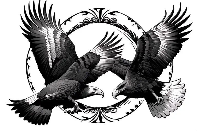 3 Eagles Flying Together In A Circle Shape