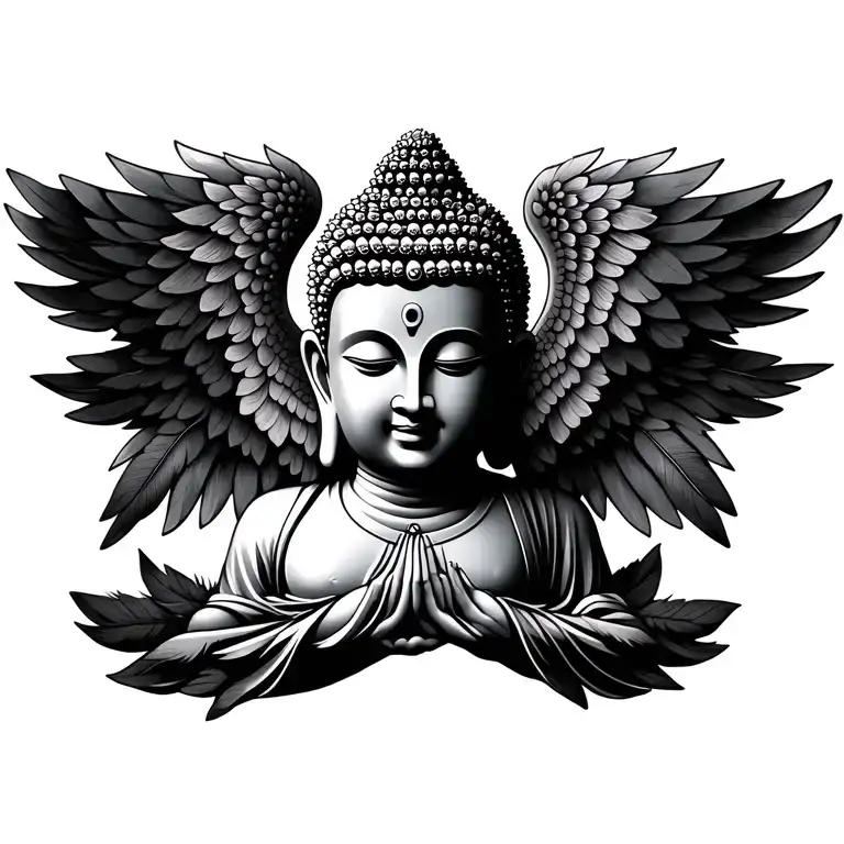 Buddha And Feather Wings