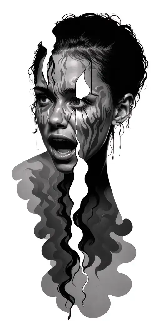 Emotional Outburst Crying Disassociation Portrait Split Face