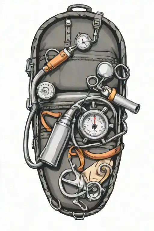 Emt Bag With A Stethoscope Bandage Scissors And Gloves Draped Over The Bag