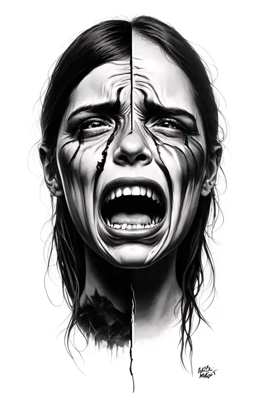 Emotional Outburst Crying Disassociation Portrait Split Face