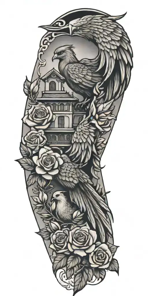 Roses And A Phoenix And A Traditional Lebanese House