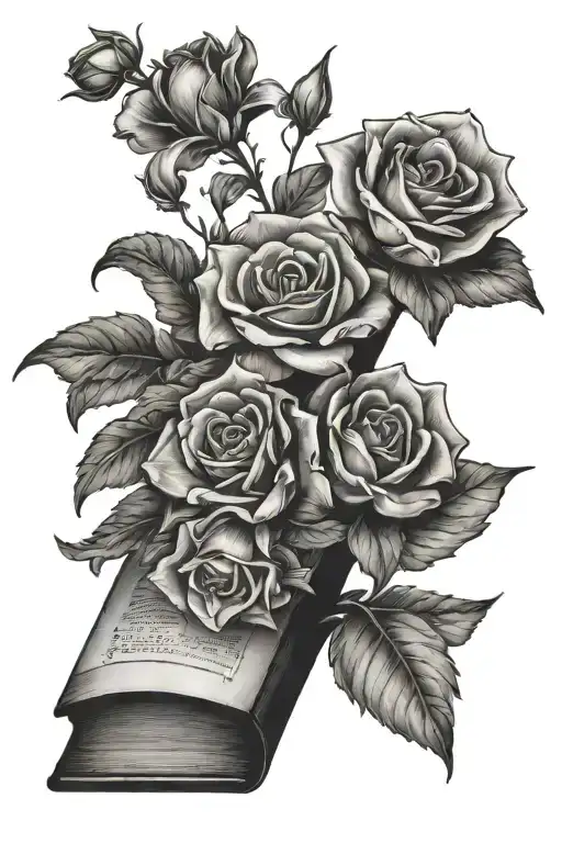 A Bouquet Of Flowers Growing Out Of An Open Book