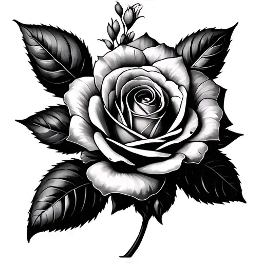 Rose And The Honeysuckle Flowers