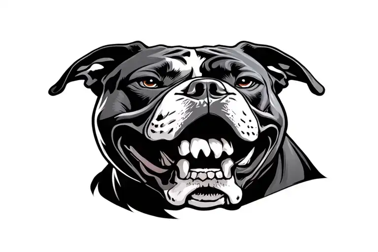 Angry Pitbull Dog With Skull