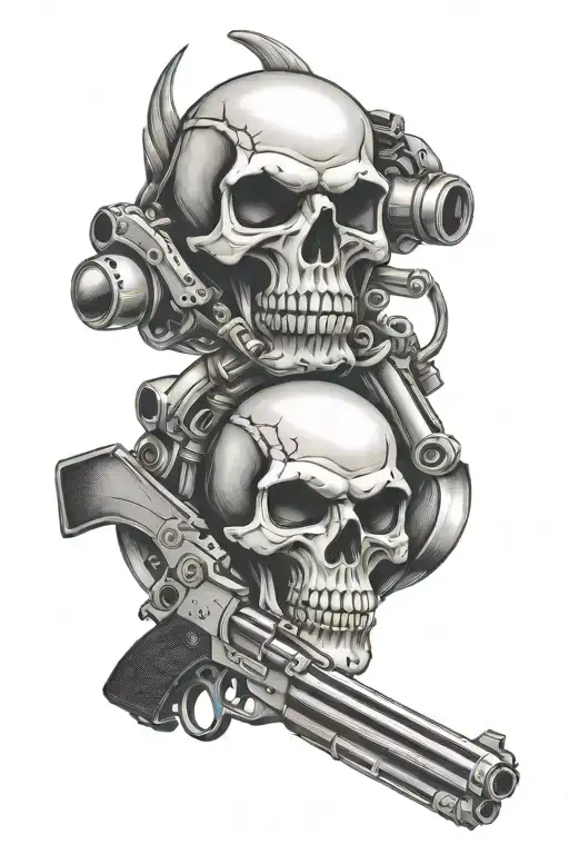 Skull Harley Logo Gun Intertwined