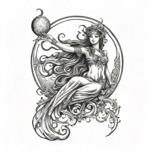 Wiccan Moon Goddess Holding The Moon