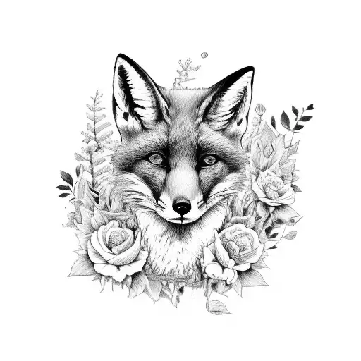 Full Body Top-down Running Fox In Flowers
