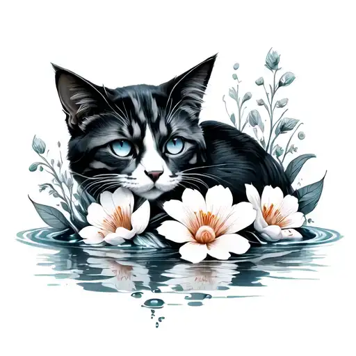 Water Flowers Cat