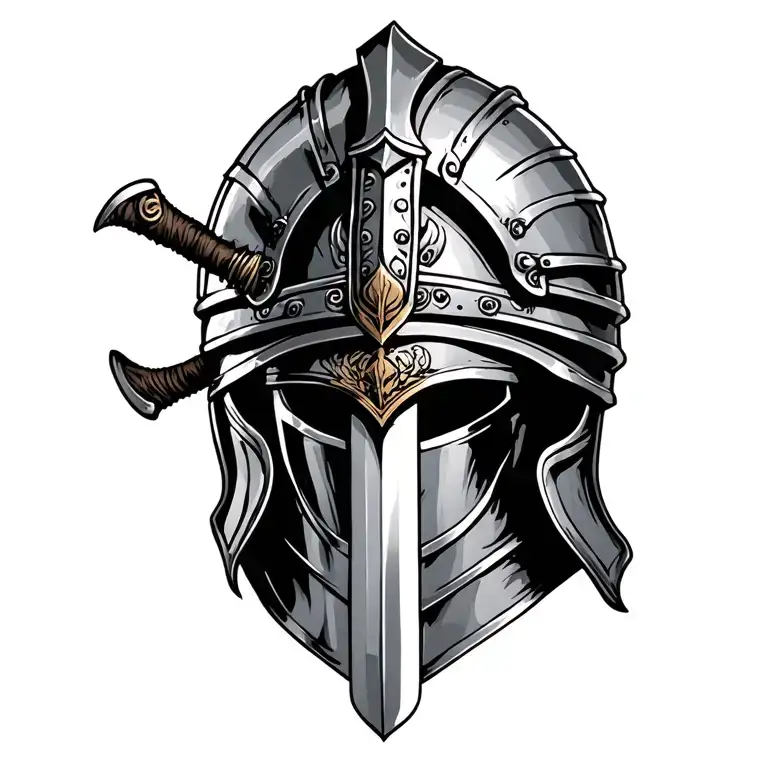 Gladiator Helmet With A Sword