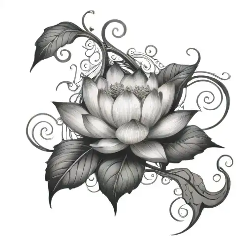 Lotus Flower With Vines Branching Out