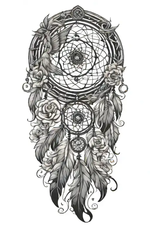 Dream Catcher Phoenix Flowers Intertwined Infinity Symbols