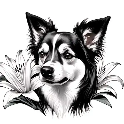 Dog With Lily Flower